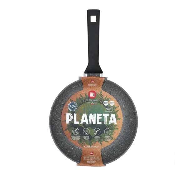 Eco-Friendly ILLA Planeta 24 cm Non-Stick Induction Frying Pan - 100% Recycled Aluminum, Made in Italy