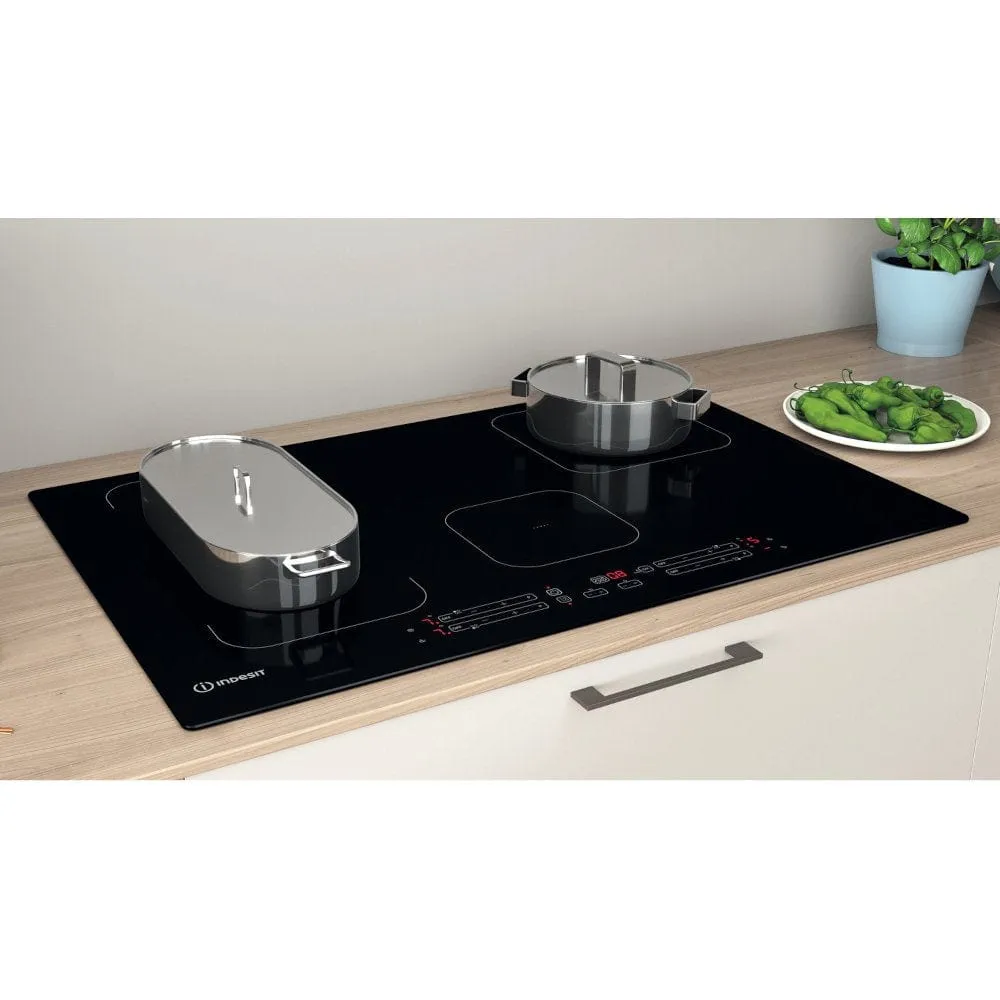 Indesit IB21B77NE 77cm 4 Zone Induction Hob with Dualzone Black