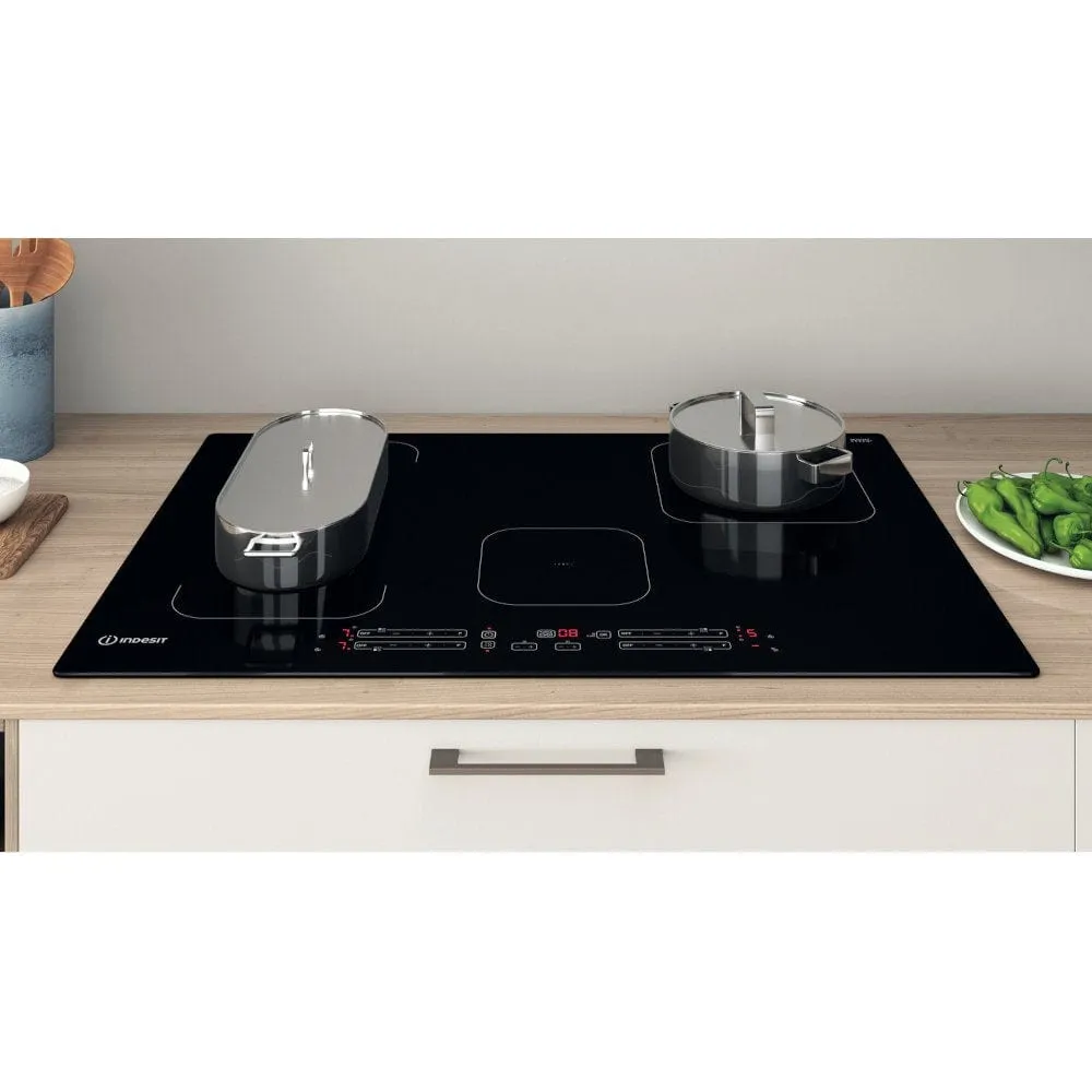 Indesit IB21B77NE 77cm 4 Zone Induction Hob with Dualzone Black