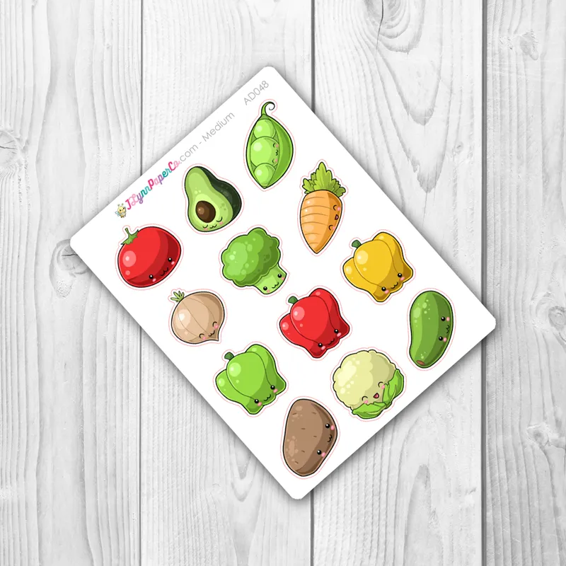 Kawaii Vegetable Stickers | AD048