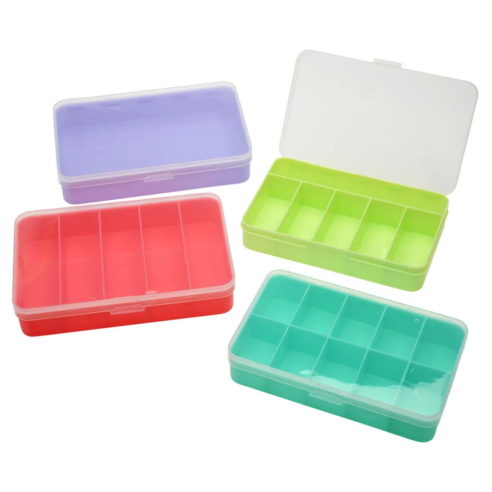 Keeper Stacker Boxes Storage Container, Stackable Rectangles with Compartments, 4 Storage Containers