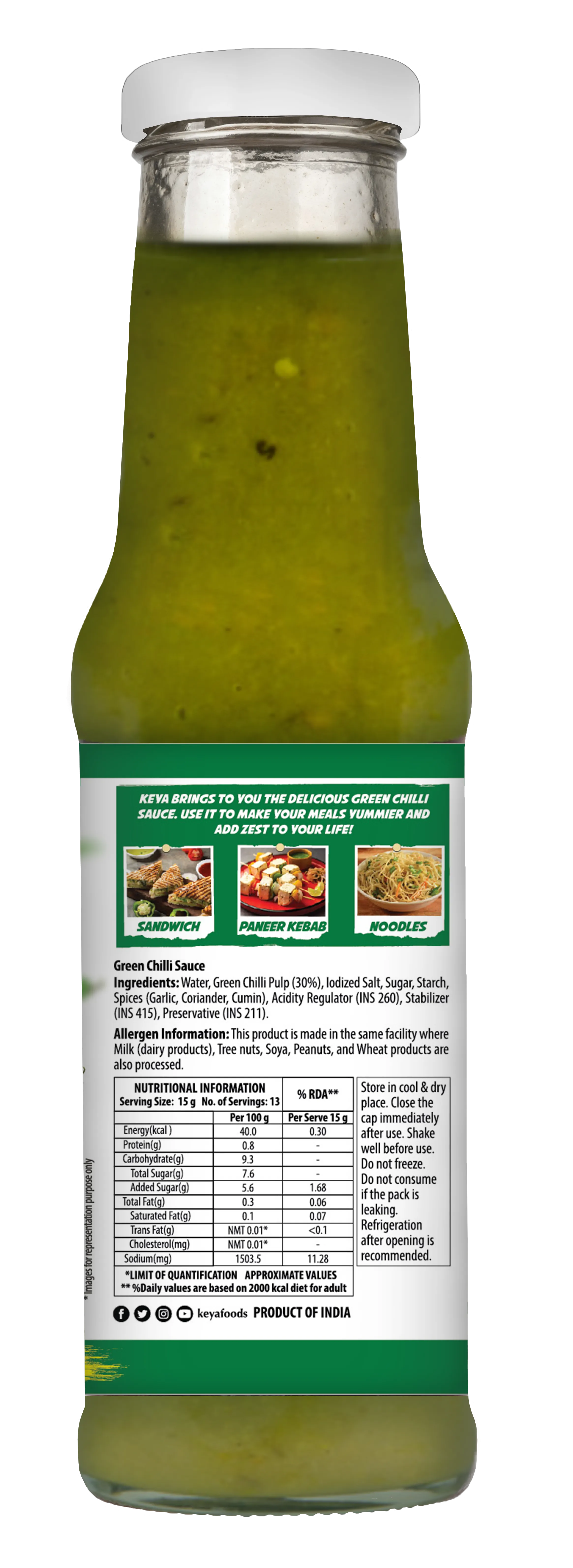 Keya Chinese Sauce Combo- Red Chilli Sauce 200g, Green Chilli Sauce 190g, Dark Soya Sauce 210g, Combo Pack 3