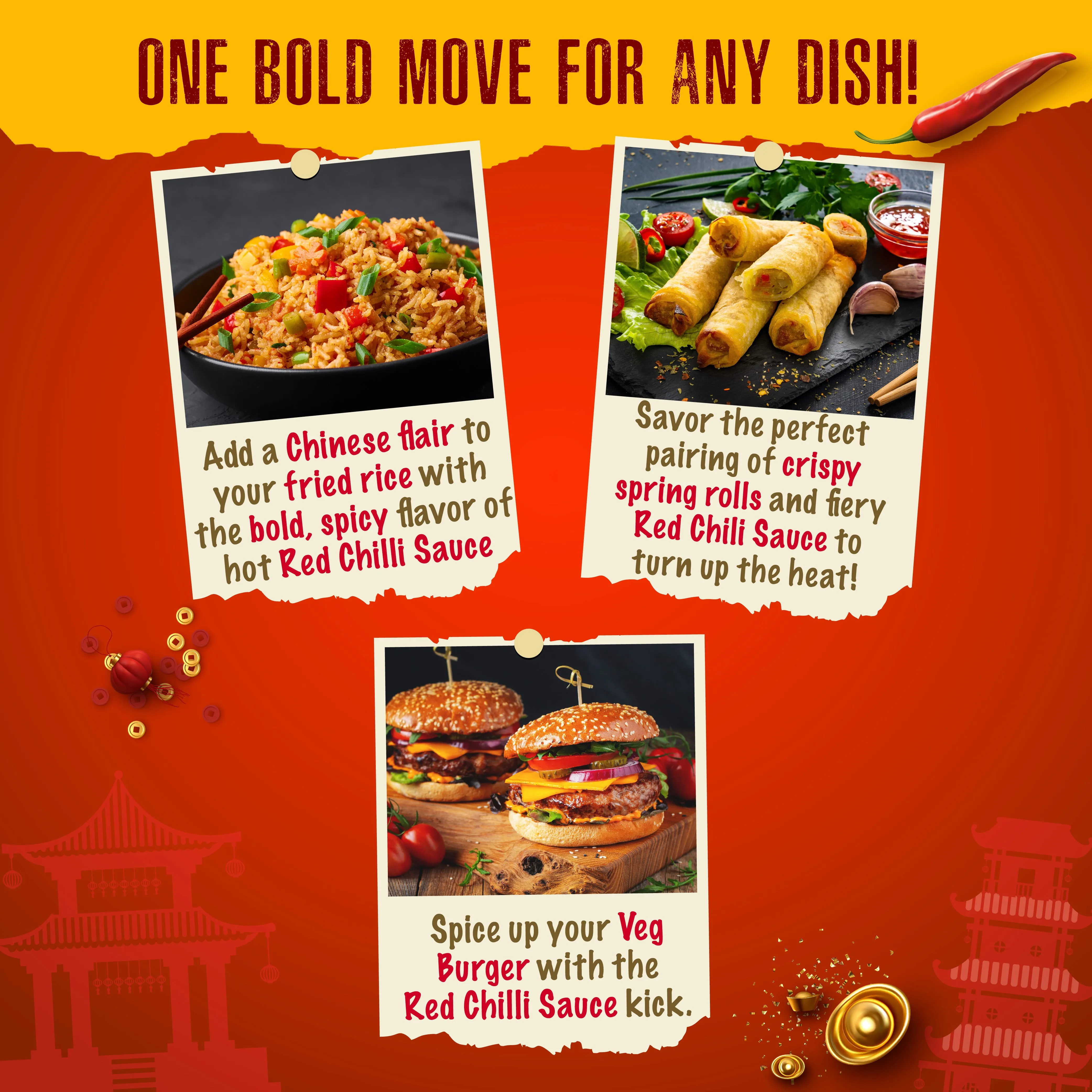 Keya Chinese Sauce Combo- Red Chilli Sauce 200g, Green Chilli Sauce 190g, Dark Soya Sauce 210g, Combo Pack 3