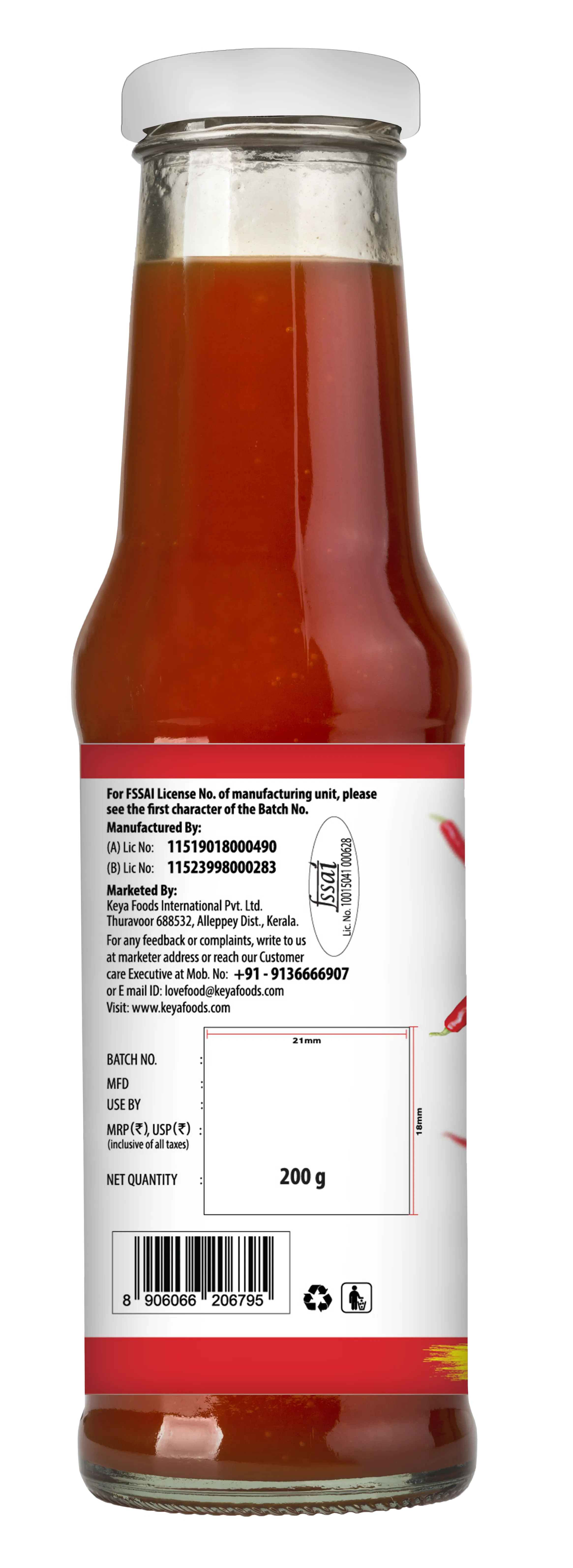 Keya Chinese Sauce Combo- Red Chilli Sauce 200g, Green Chilli Sauce 190g, Dark Soya Sauce 210g, Combo Pack 3