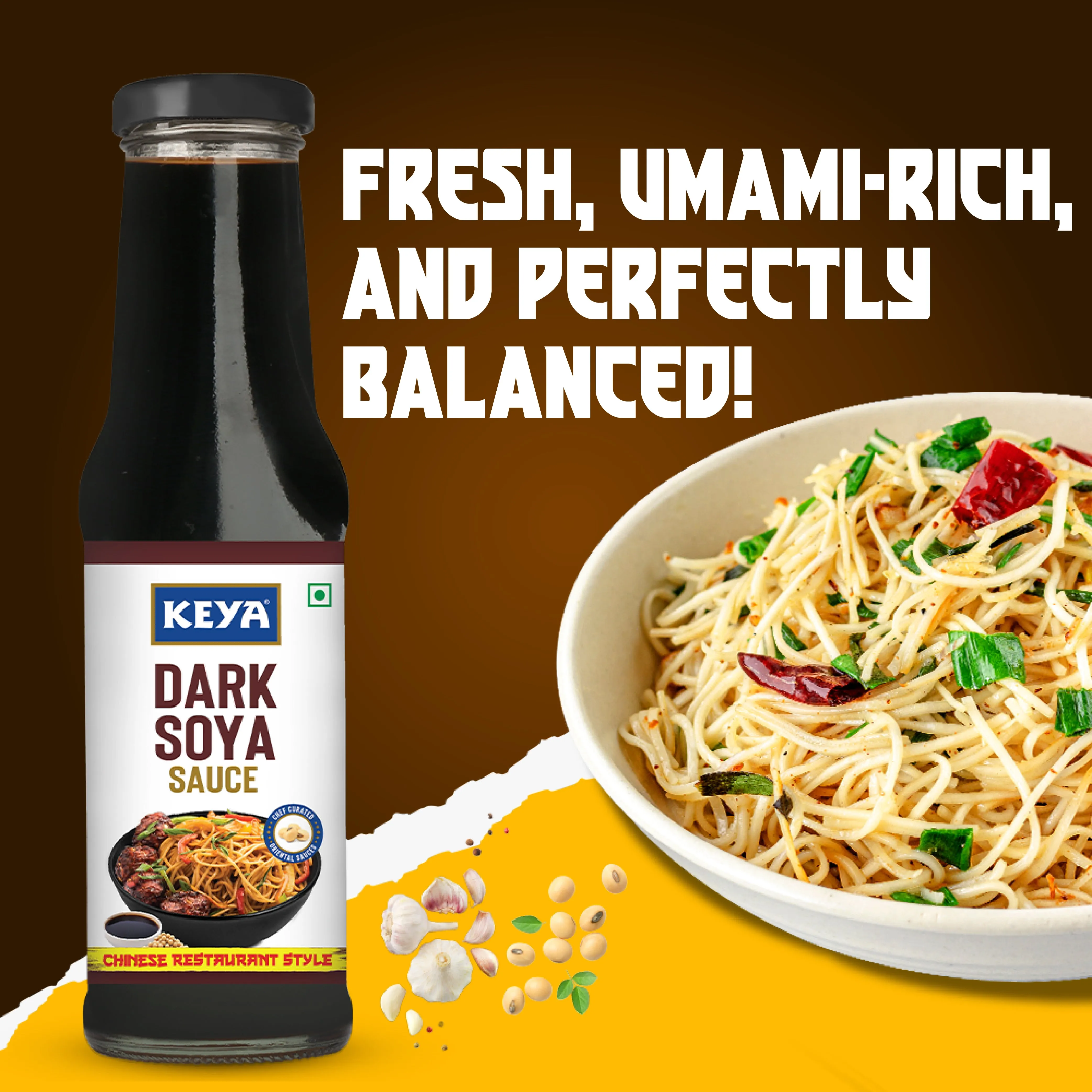 Keya Chinese Sauce Combo- Red Chilli Sauce 200g, Green Chilli Sauce 190g, Dark Soya Sauce 210g, Combo Pack 3