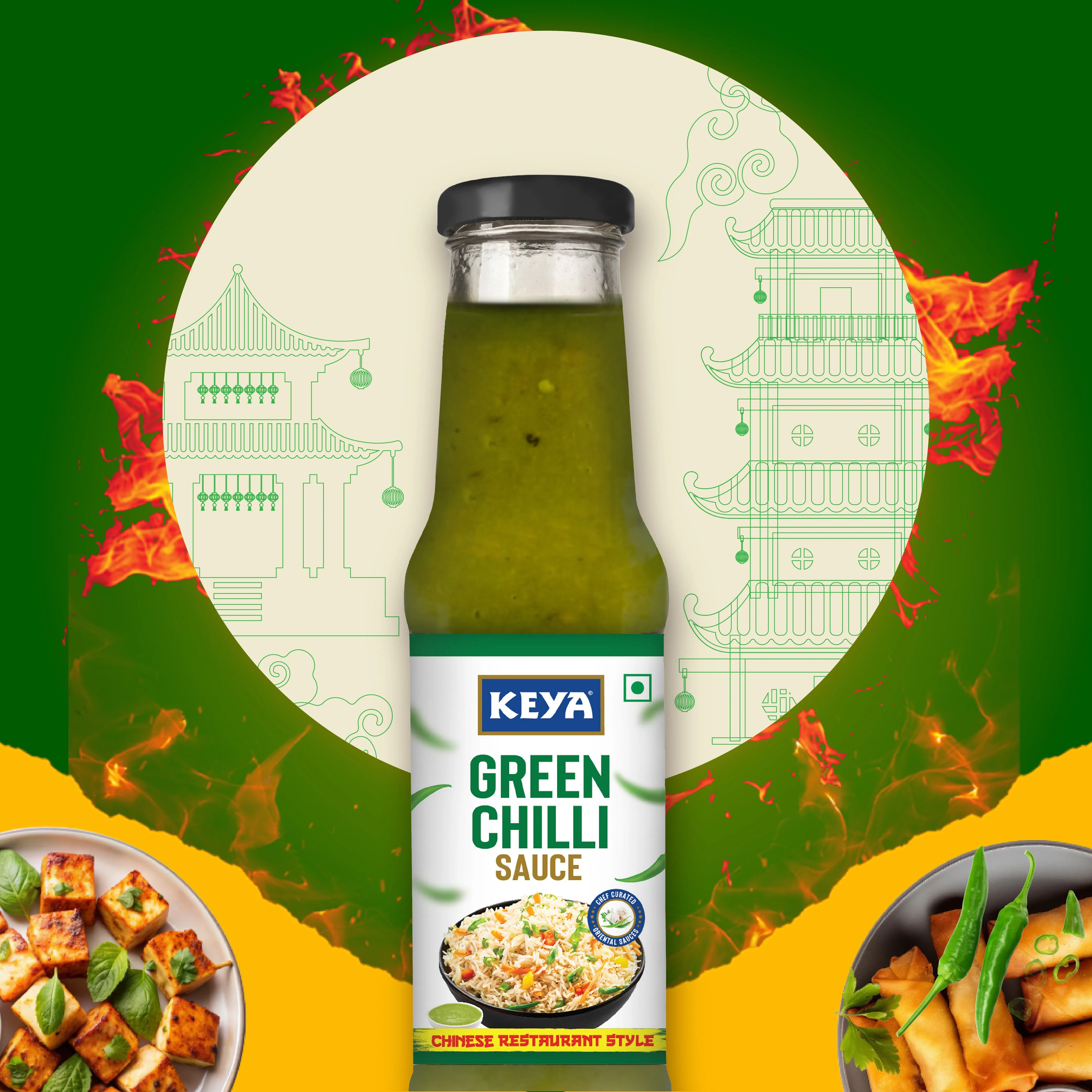 Keya Chinese Sauce Combo- Red Chilli Sauce 200g, Green Chilli Sauce 190g, Dark Soya Sauce 210g, Combo Pack 3