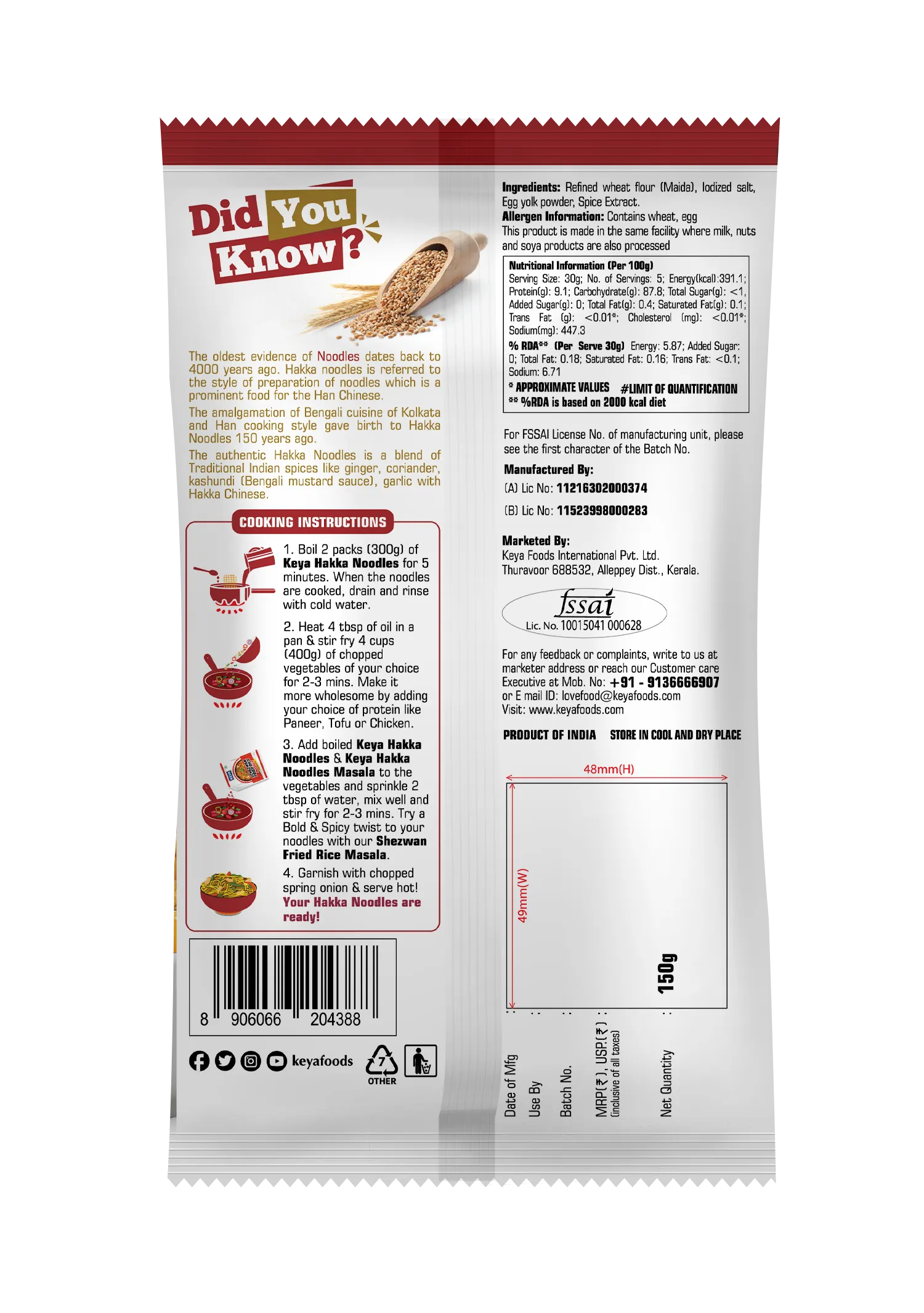 Keya Egg Hakka Noodle, 150 gm, Pack of 2