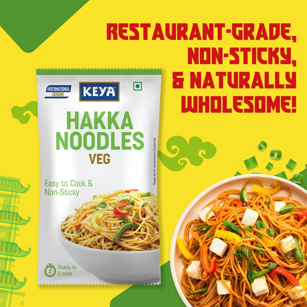 Keya Hakka Noodle Veg 150g | Chinese Restaurant Style | Quick & Easy to Prepare | Steamed & Air Dried | No Oil | Natural Ingredients | No Trans Fat | Premium Quality | Delicious Taste | Ideal for Home-Cooked Chinese Meals Pack of 2