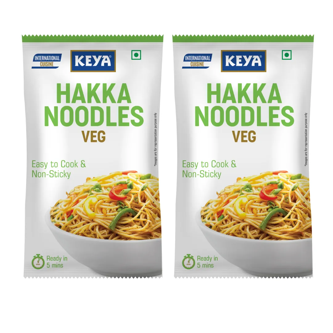 Keya Hakka Noodle Veg 150g | Chinese Restaurant Style | Quick & Easy to Prepare | Steamed & Air Dried | No Oil | Natural Ingredients | No Trans Fat | Premium Quality | Delicious Taste | Ideal for Home-Cooked Chinese Meals Pack of 2