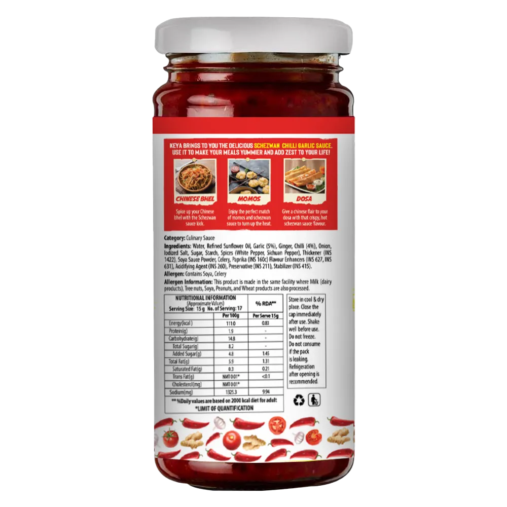 Keya Schezwan Chilli Garlic Chutney -250 gm Each (Pack of 2)