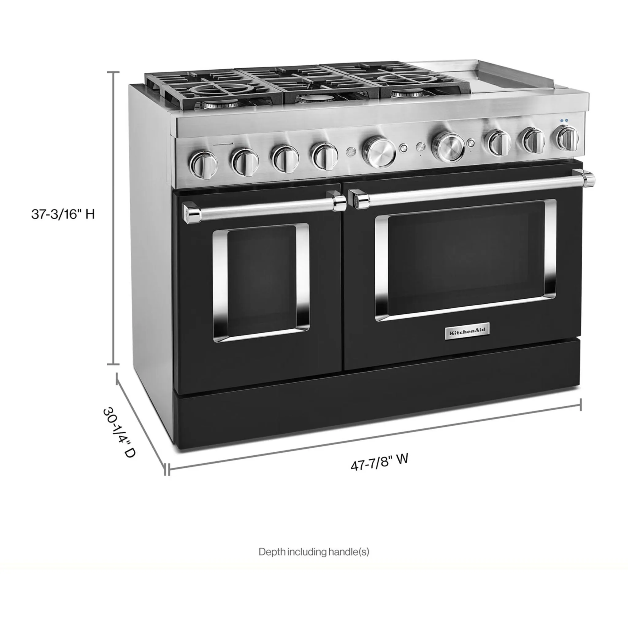 KitchenAid  48'' Smart Commercial-Style Dual Fuel Range with Griddle (KFDC558JBK)