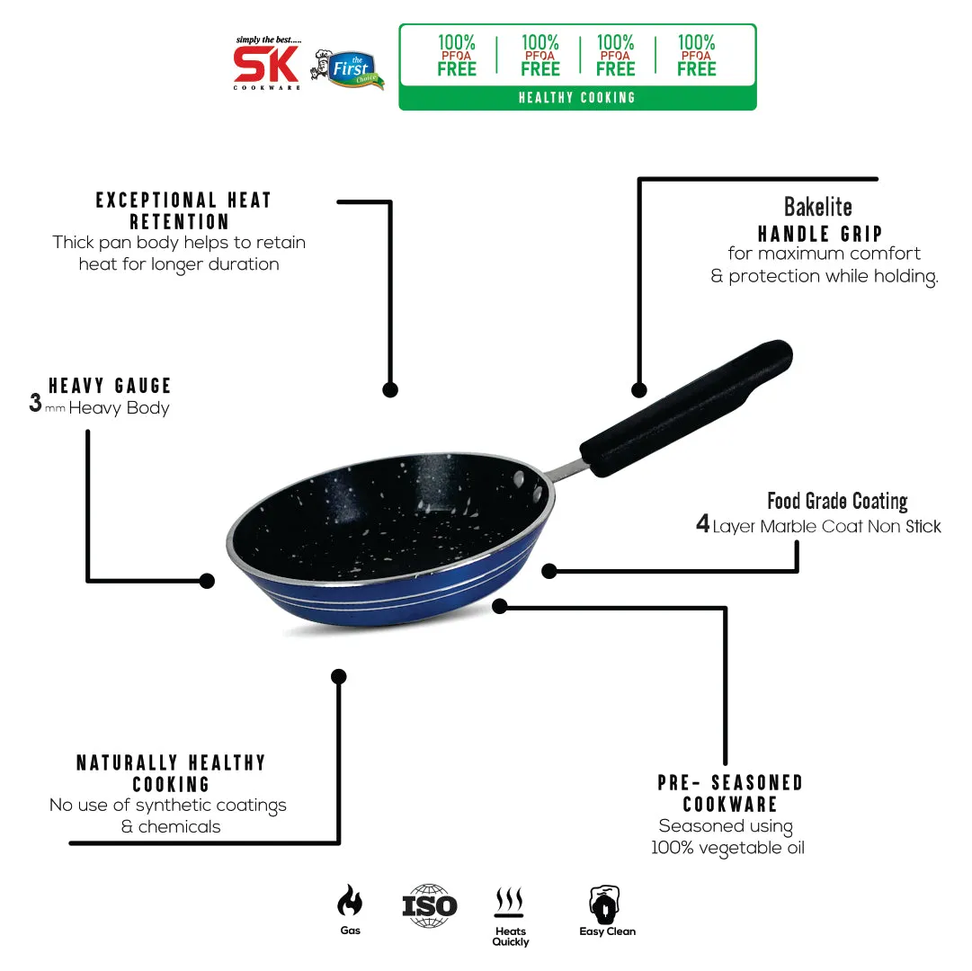 Mini Blue One Egg Non Stick Marble Coated Frying Pan
