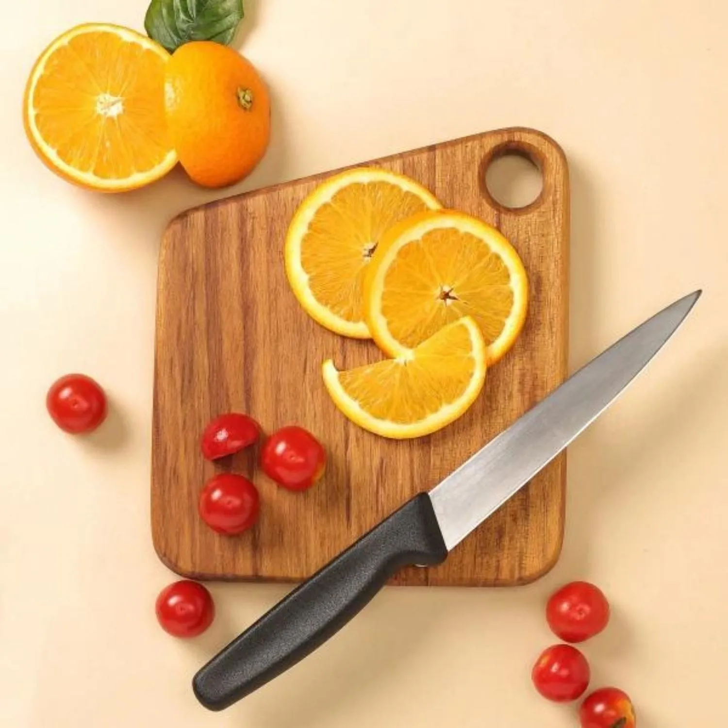 Mini Chopping Board / Serving Platter | Teak Wood | Hangable | Smooth Finish | 7"