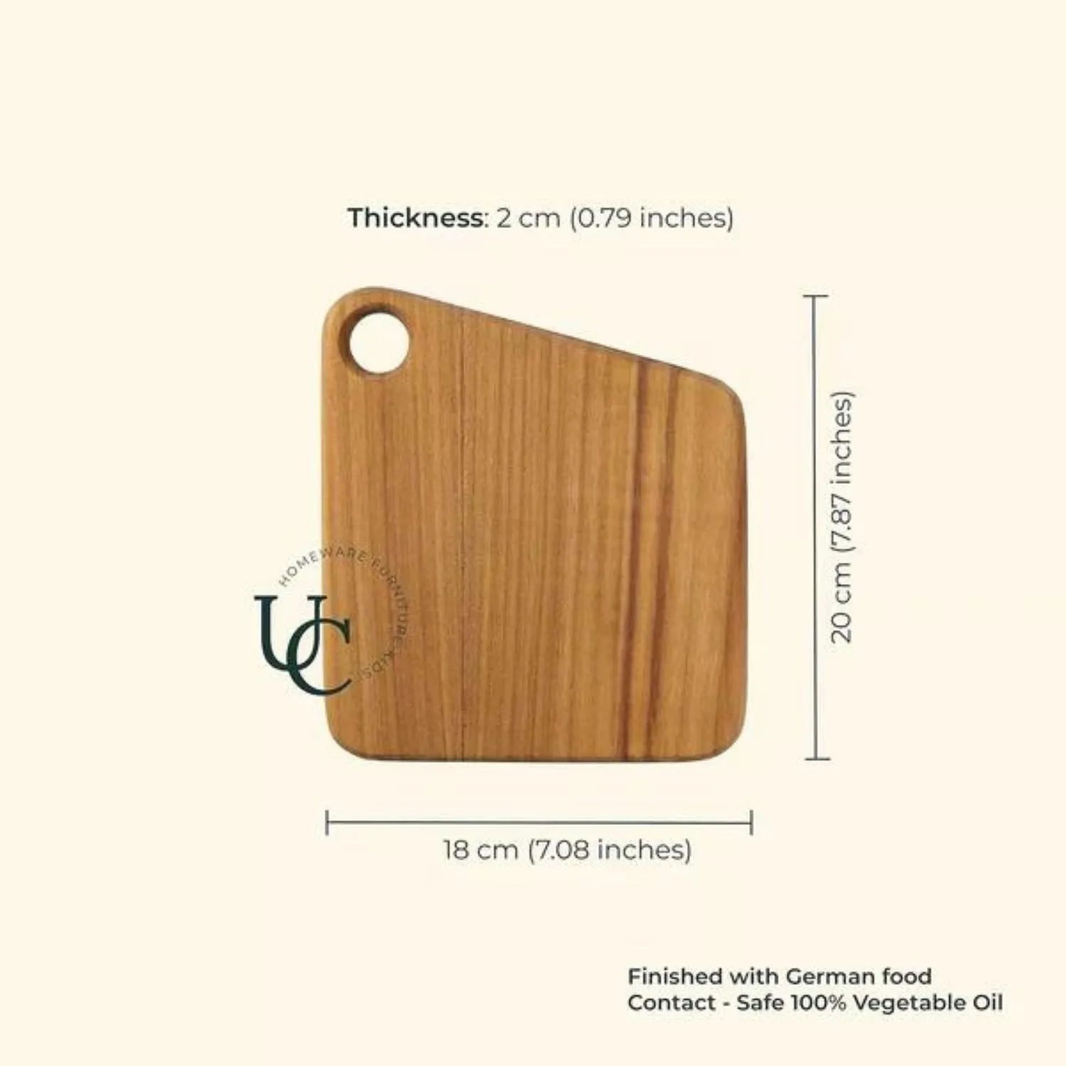 Mini Chopping Board / Serving Platter | Teak Wood | Hangable | Smooth Finish | 7"