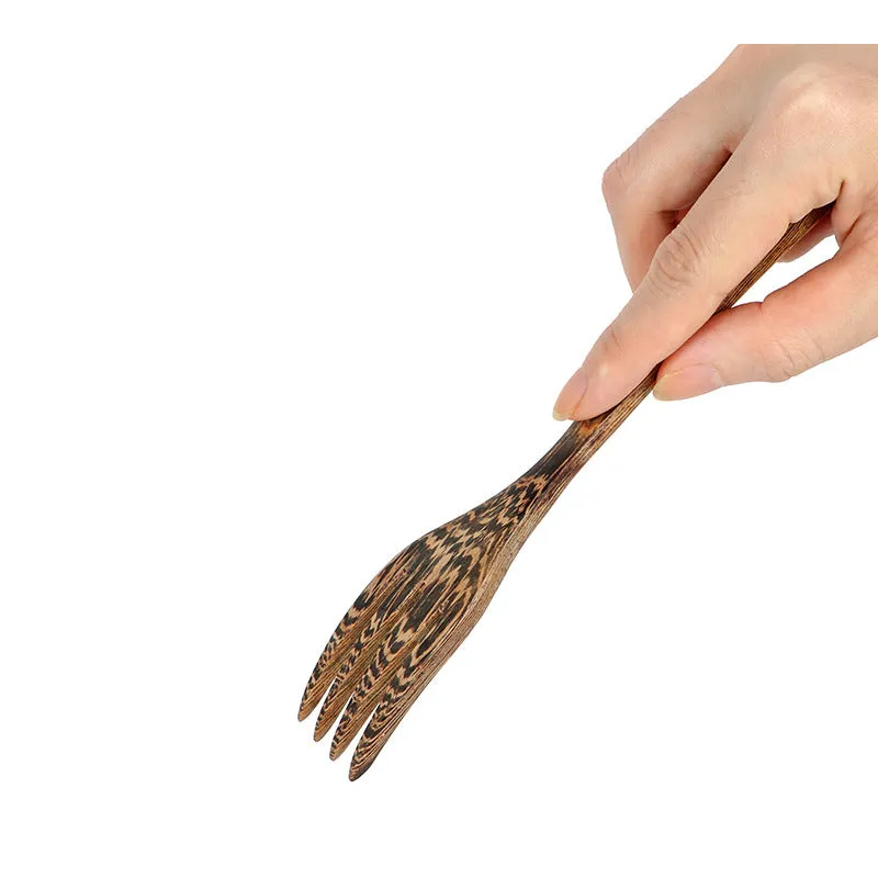 Natural Coconut Bowl Wooden Spoon Fork Knife Solid Wood Western Food Knife, Fork and Spoon