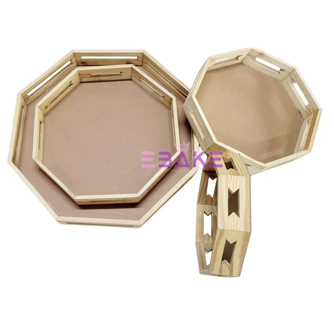 Pinewood Tray Set / Octagon Wooden Hamper Tray (Set of 4 Sizes)