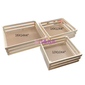 Pinewood Tray Set / Rectangle Wooden Hamper Tray (Set of 3 Sizes)