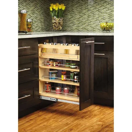 Rev-A-Shelf 5" DM Wood P-O W/ADJ Shelves/Chrome Rails 448-BC-5C