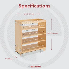 Rev-A-Shelf 5" DM Wood P-O W/ADJ Shelves/Chrome Rails 448-BC-5C