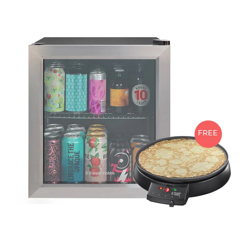 Russell Hobbs, Stainless Steel Glass Door Wine Cooler   Free Crepe Maker