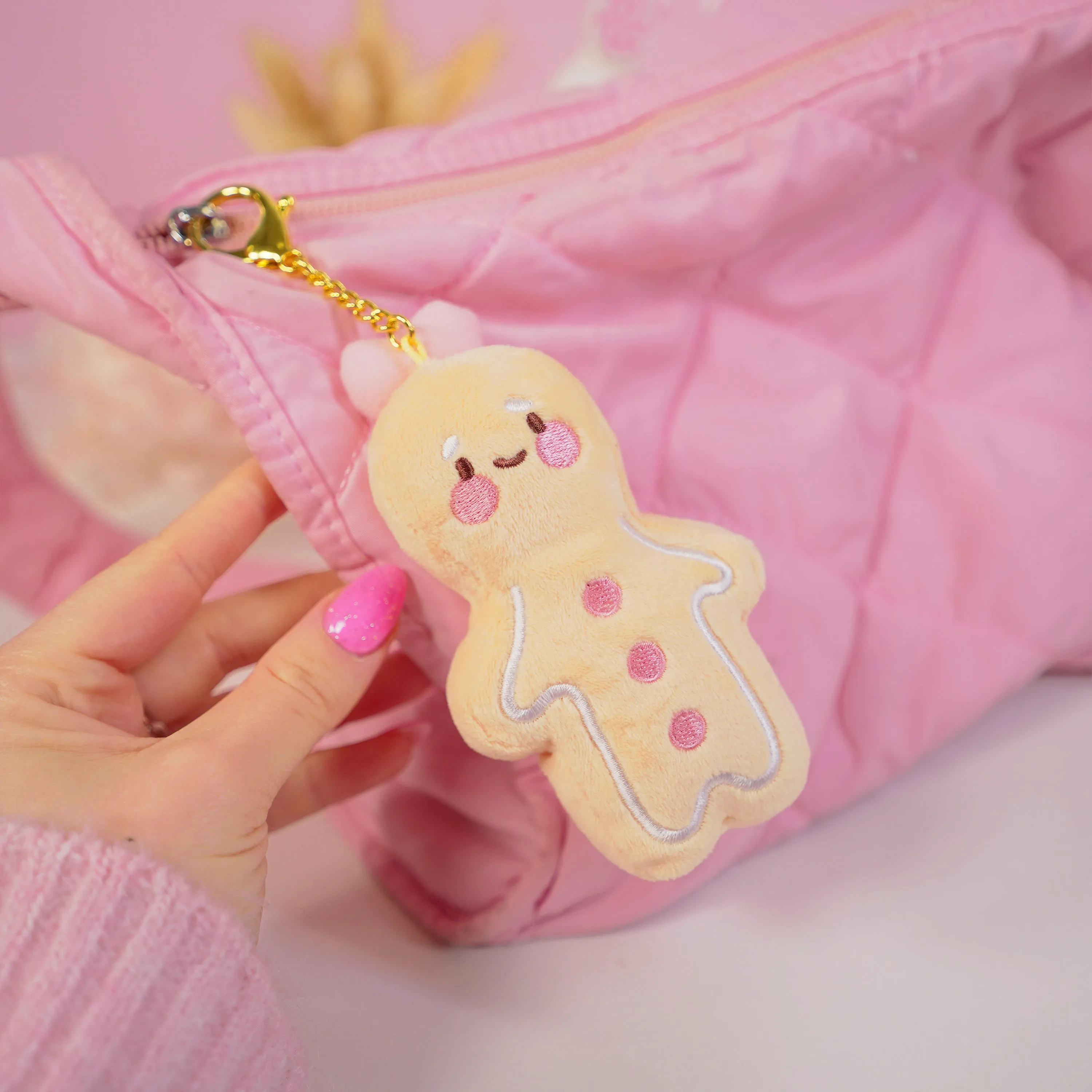 Spice Gingerbread Kawaii Keychain Plushie | Cute Soft Toy Charm | Adorable Mini Gingerbread Accessory for Bags, Keys & Backpacks