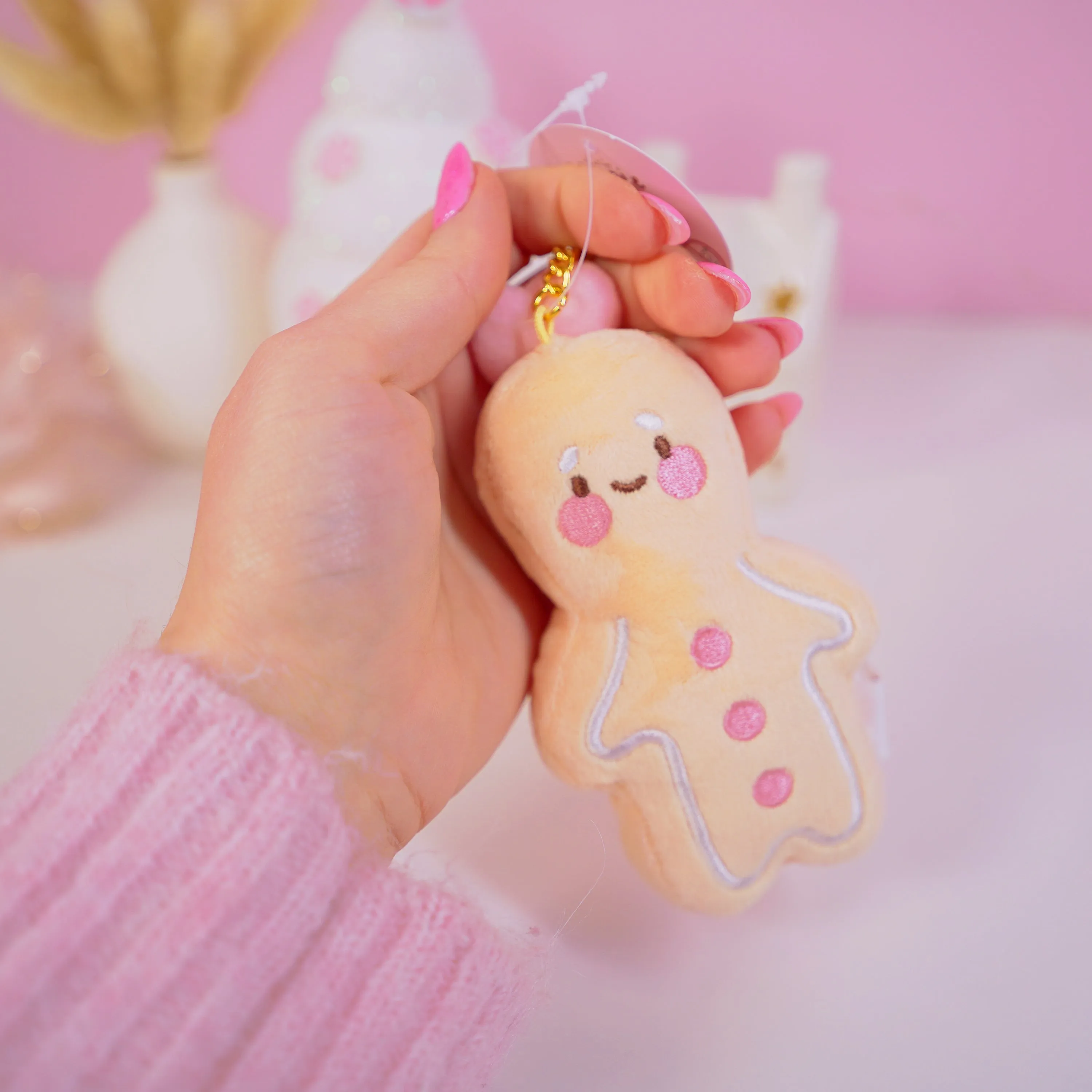 Spice Gingerbread Kawaii Keychain Plushie | Cute Soft Toy Charm | Adorable Mini Gingerbread Accessory for Bags, Keys & Backpacks