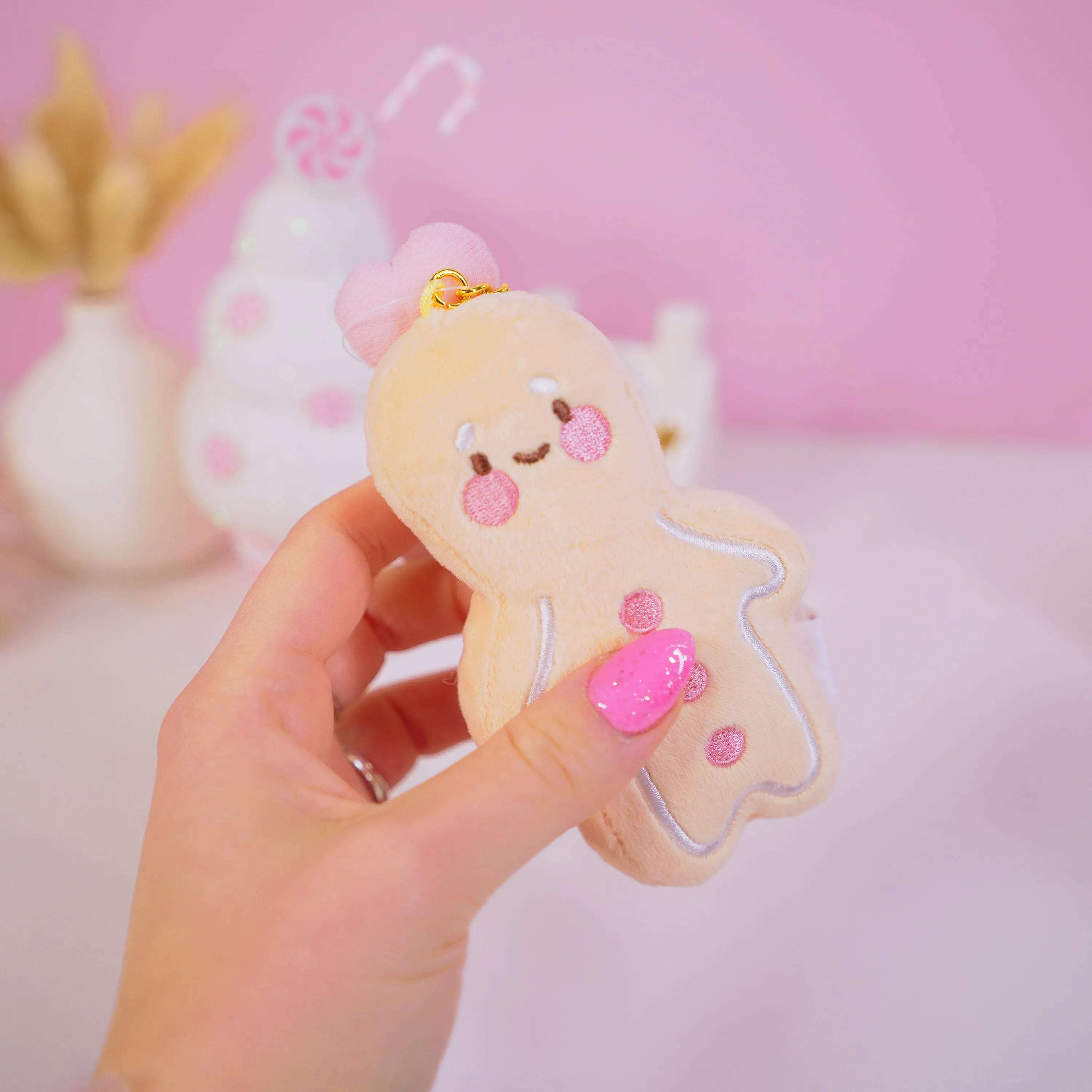 Spice Gingerbread Kawaii Keychain Plushie | Cute Soft Toy Charm | Adorable Mini Gingerbread Accessory for Bags, Keys & Backpacks