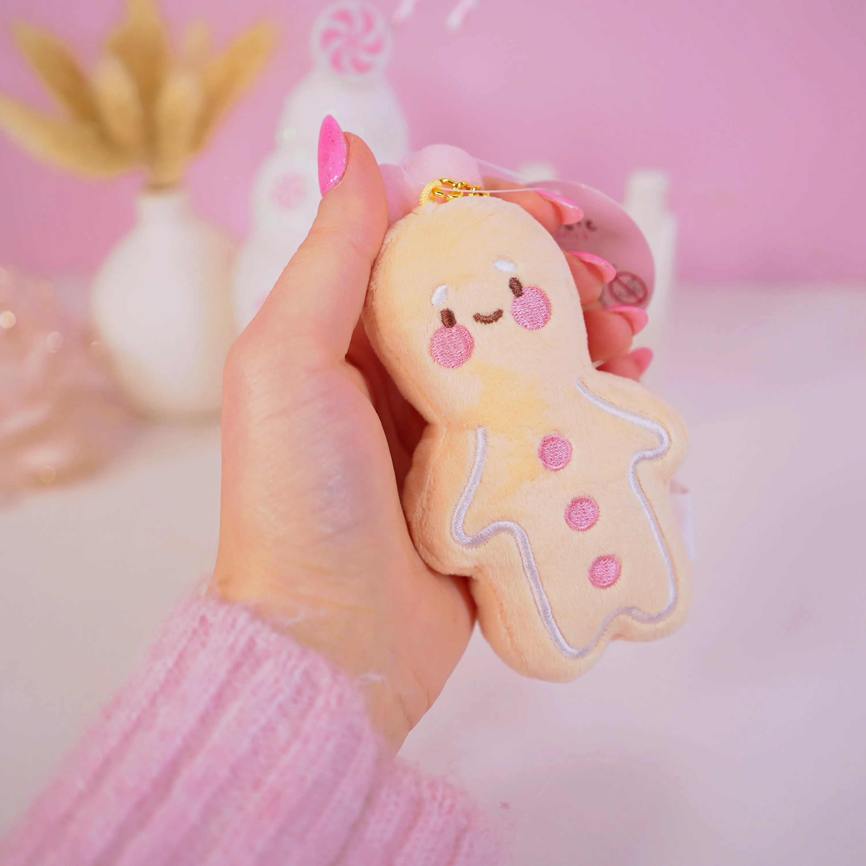 Spice Gingerbread Kawaii Keychain Plushie | Cute Soft Toy Charm | Adorable Mini Gingerbread Accessory for Bags, Keys & Backpacks