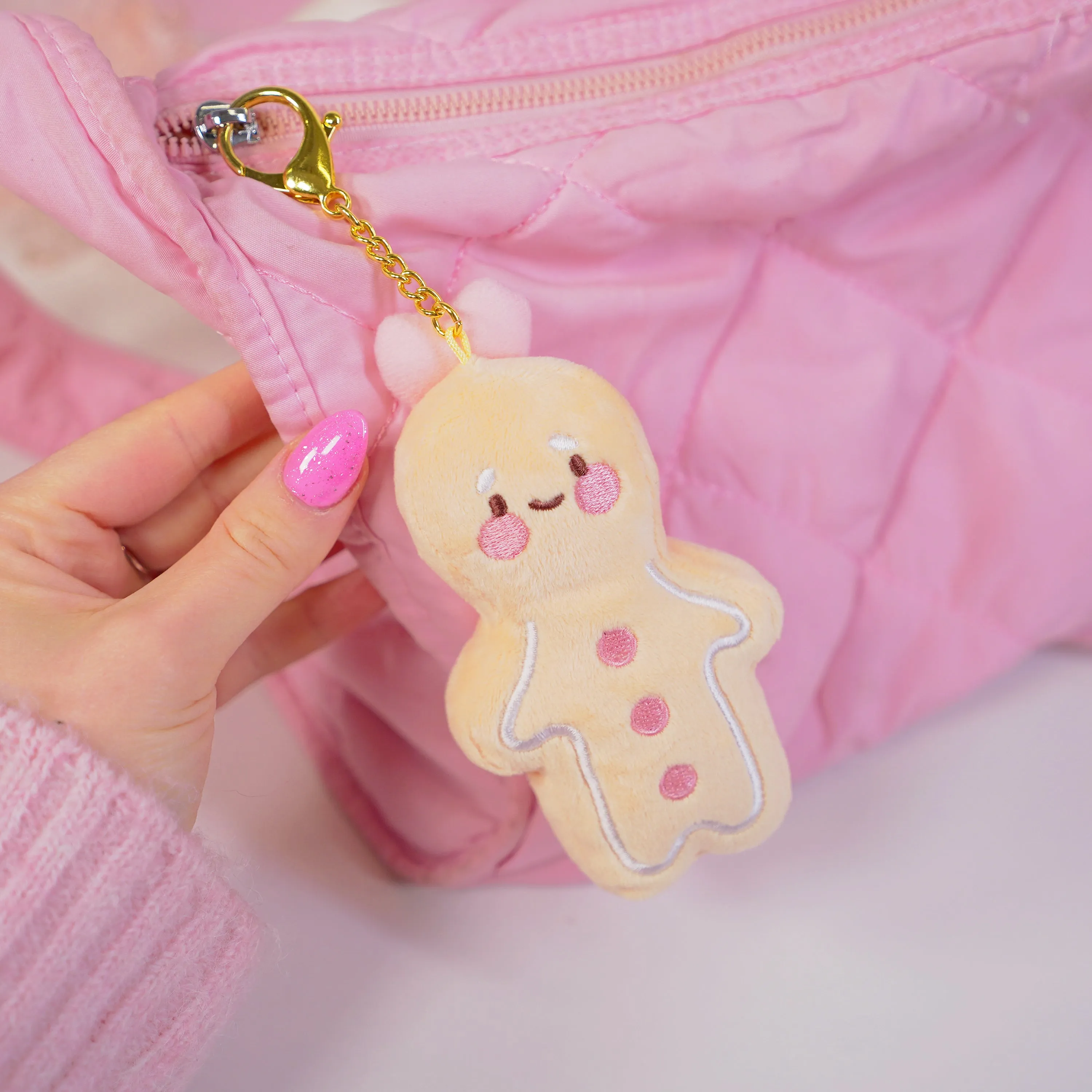 Spice Gingerbread Kawaii Keychain Plushie | Cute Soft Toy Charm | Adorable Mini Gingerbread Accessory for Bags, Keys & Backpacks