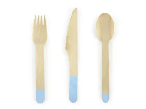 Wooden cutlery, light blue, 16cm