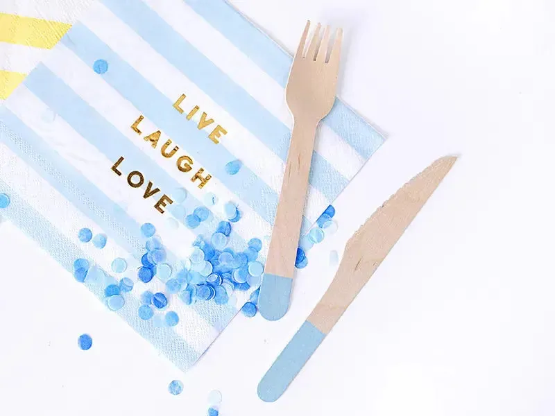 Wooden cutlery, light blue, 16cm